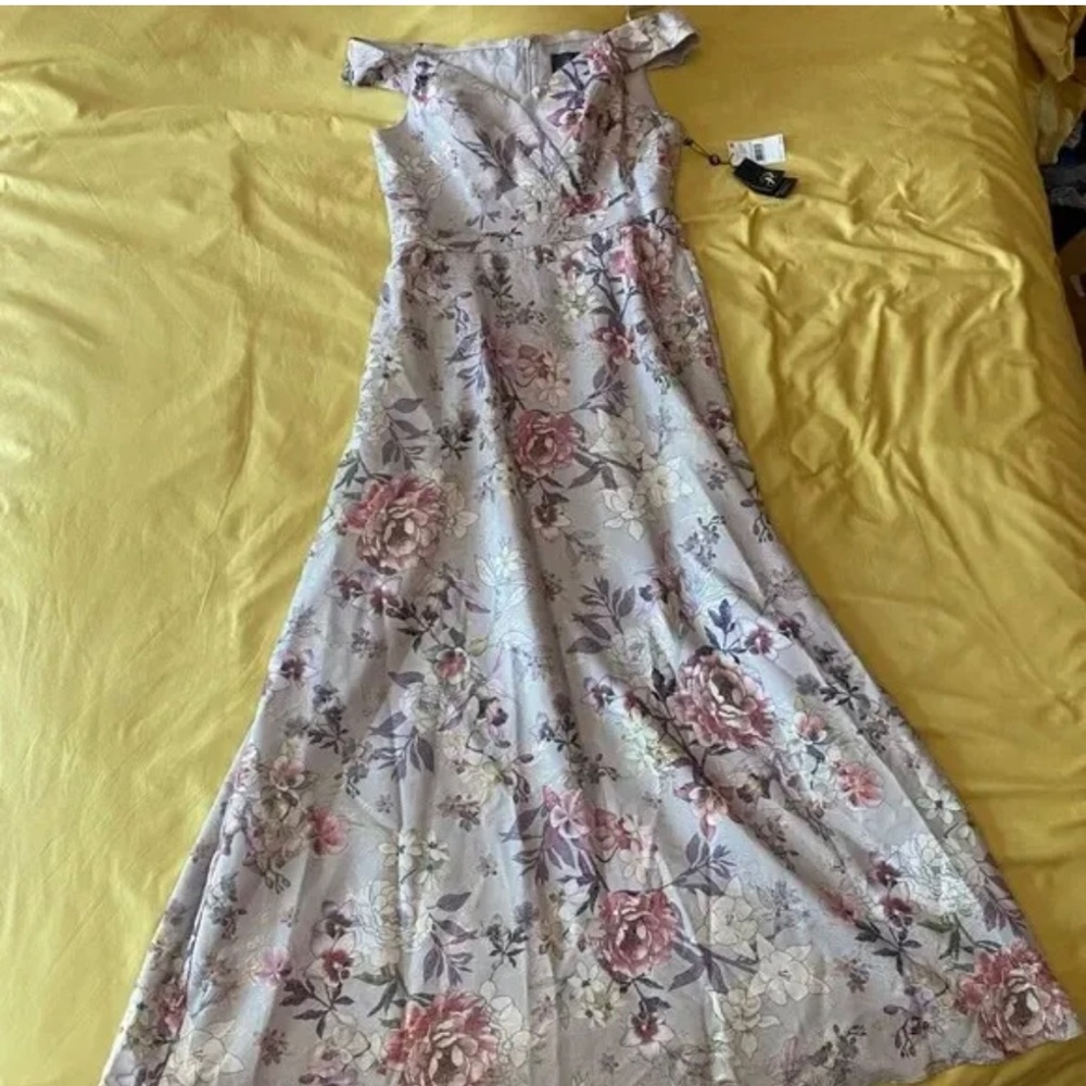 NEW WITH TAGS-Adrianna Papell-Floral Off The Shoulder Gown-12